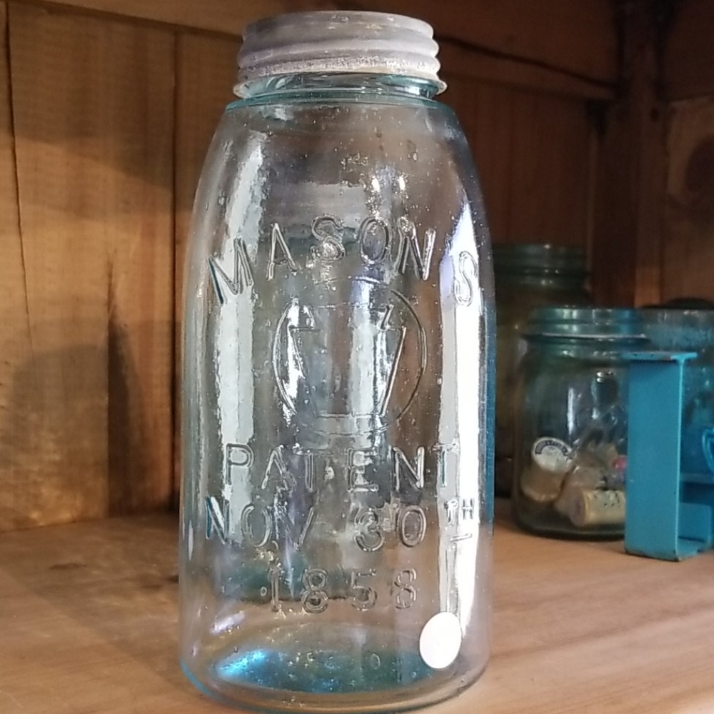 Antique 1858 Keystone Mason's Jar light Blue